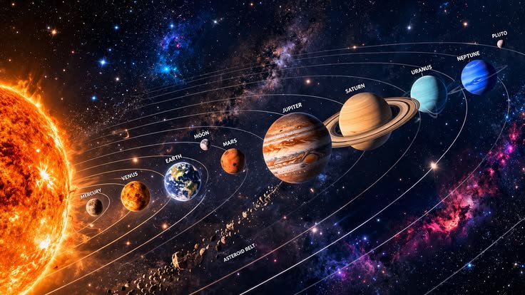 AI in Space in 2026 with futuristic spacecraft and smart satellites